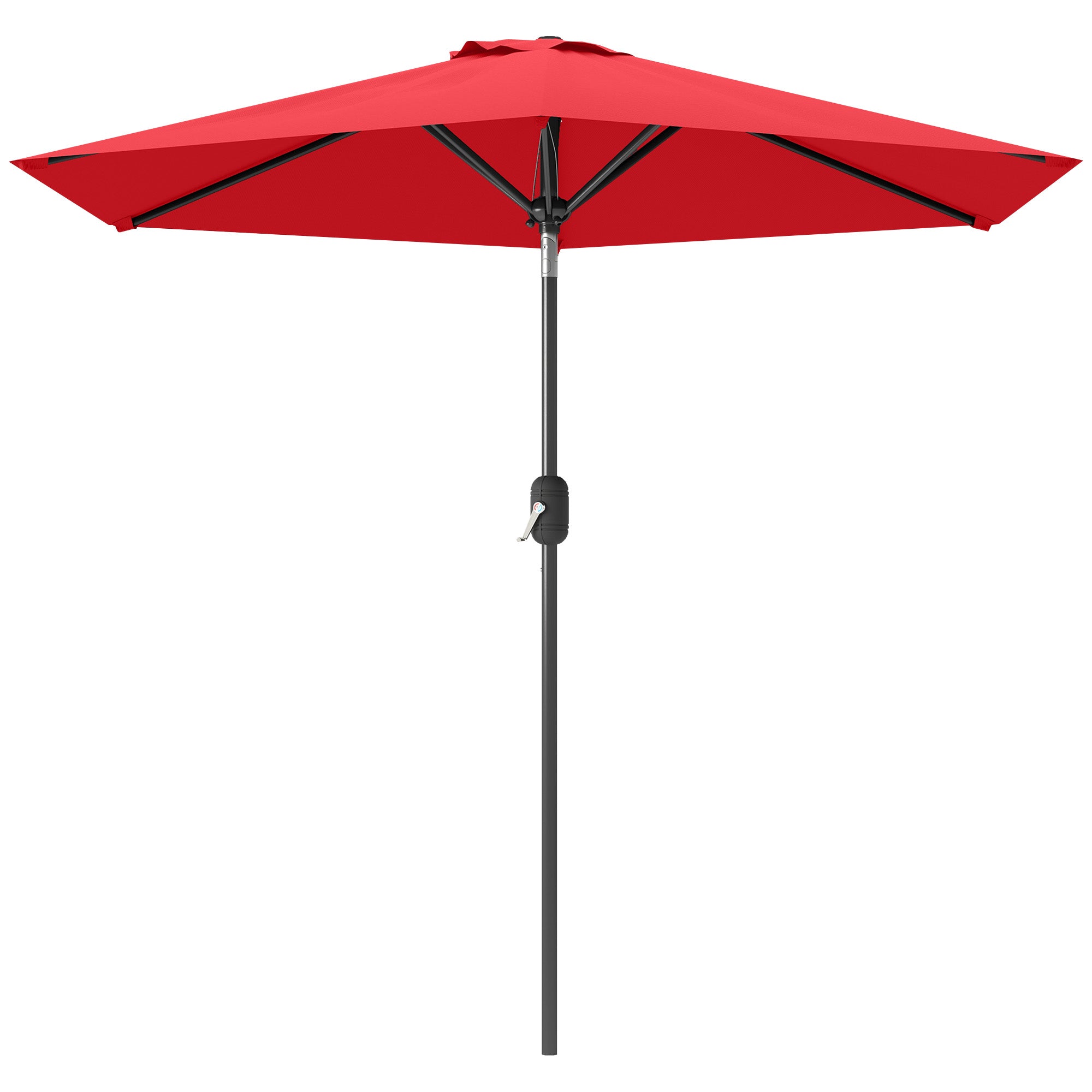 Patio Sun Umbrella, Outdoor Parasol with 6 Ribs, Wine Red