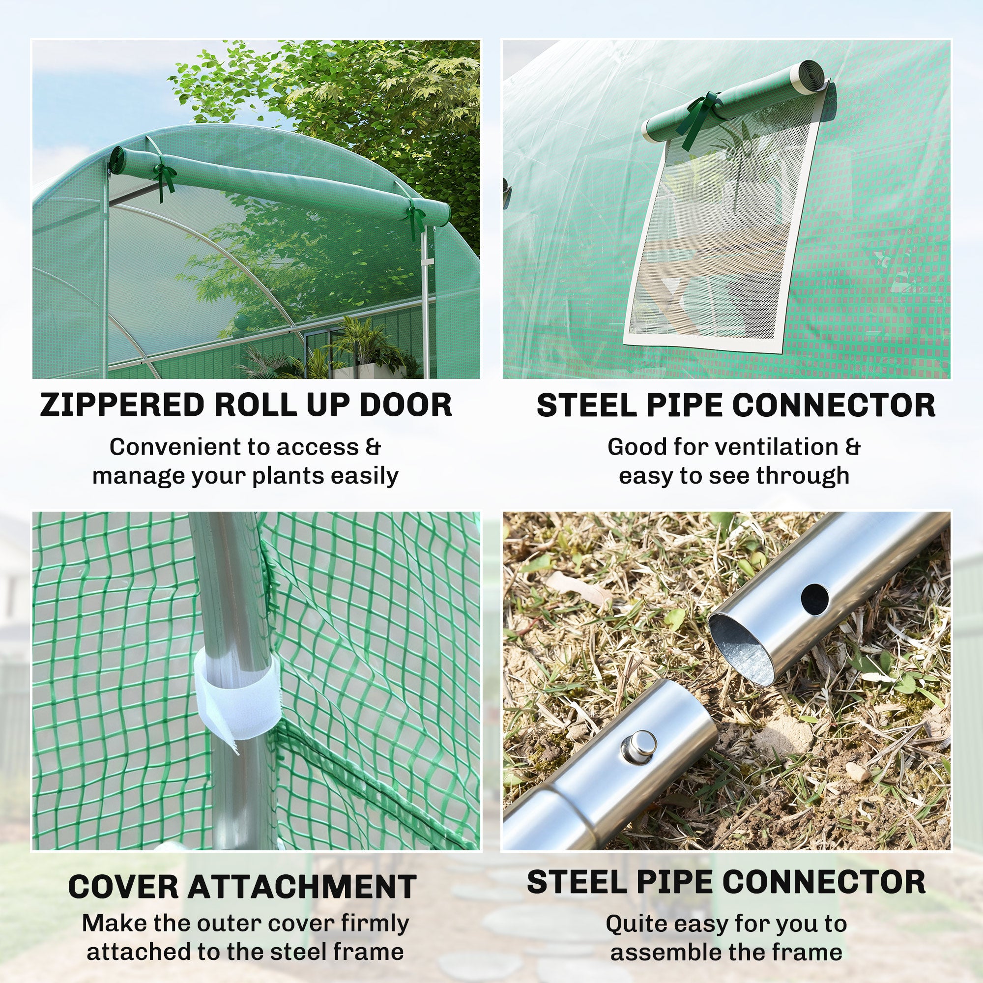 26' x 10' x 6.6' Large Walk in Tunnel Greenhouse Garden Plant Seed Green House Premium Steel Frame