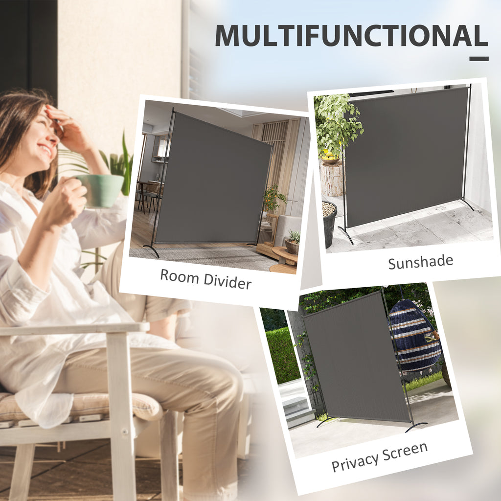 Single Panel Room Divider, UV30+ Privacy Screen, Indoor Outdoor Privacy Panel with Stable Base, Dark Grey