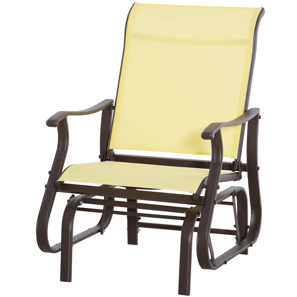 Outdoor Glider Chair, Patio Glider with Steel Frame and Mesh Fabric, Outdoor Chair for Backyard, Garden, Porch, Beige