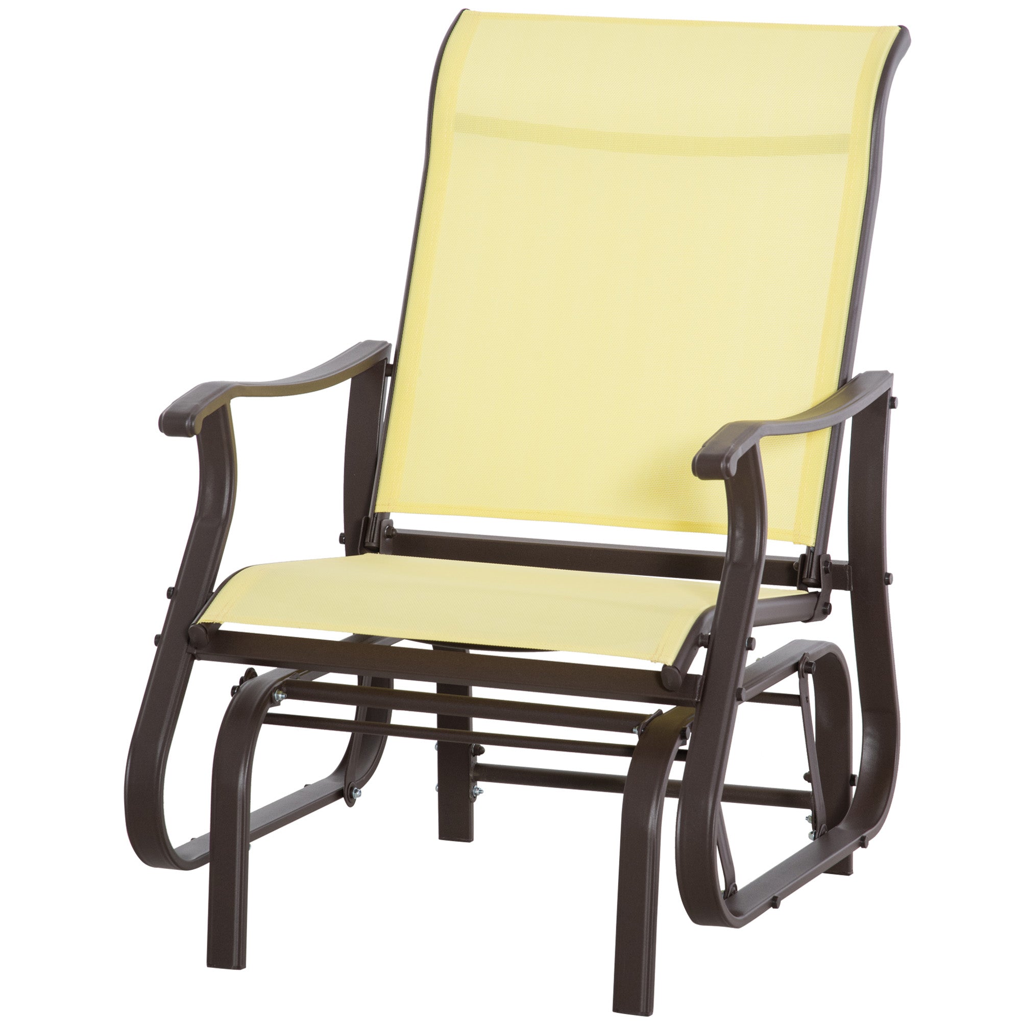 Outdoor Glider Chair, Patio Glider with Steel Frame and Mesh Fabric, Outdoor Chair for Backyard, Garden, Porch, Beige
