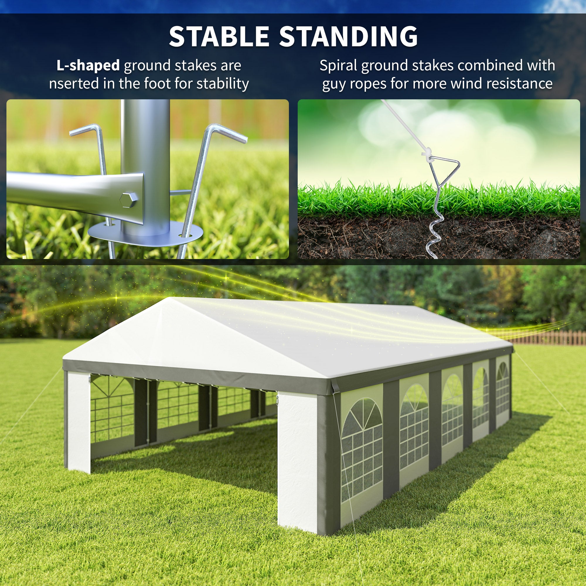 20'x33' Heavy Duty Large Party Tent & Carport with Removable Sidewalls, Portable Garage Canopy Tent, Grey