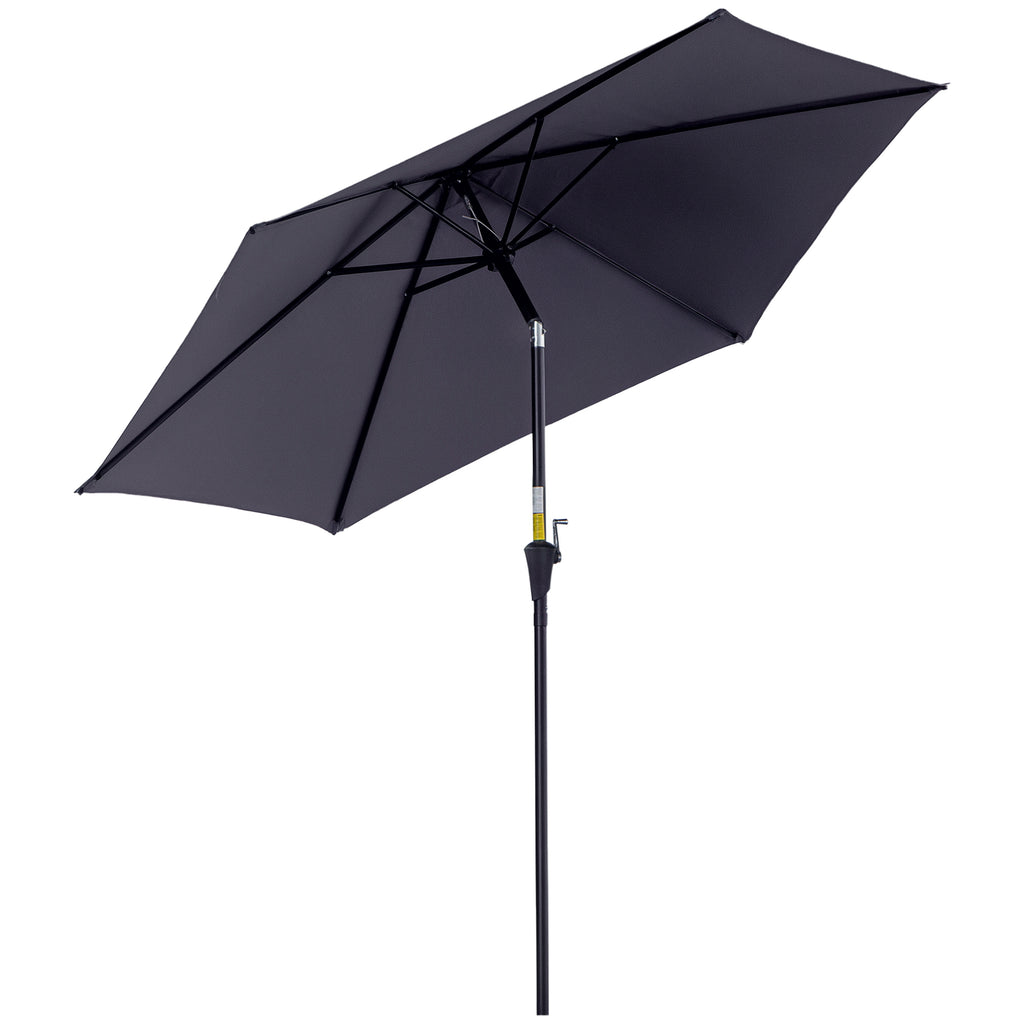 8.5FT Patio Umbrella, Round Garden Parasol with 6 Ribs, Market Sunshade Tilt Canopy w/ Crank Handle for Outdoor, Grey