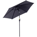 8.5FT Patio Umbrella, Round Garden Parasol with 6 Ribs, Market Sunshade Tilt Canopy w/ Crank Handle for Outdoor, Grey