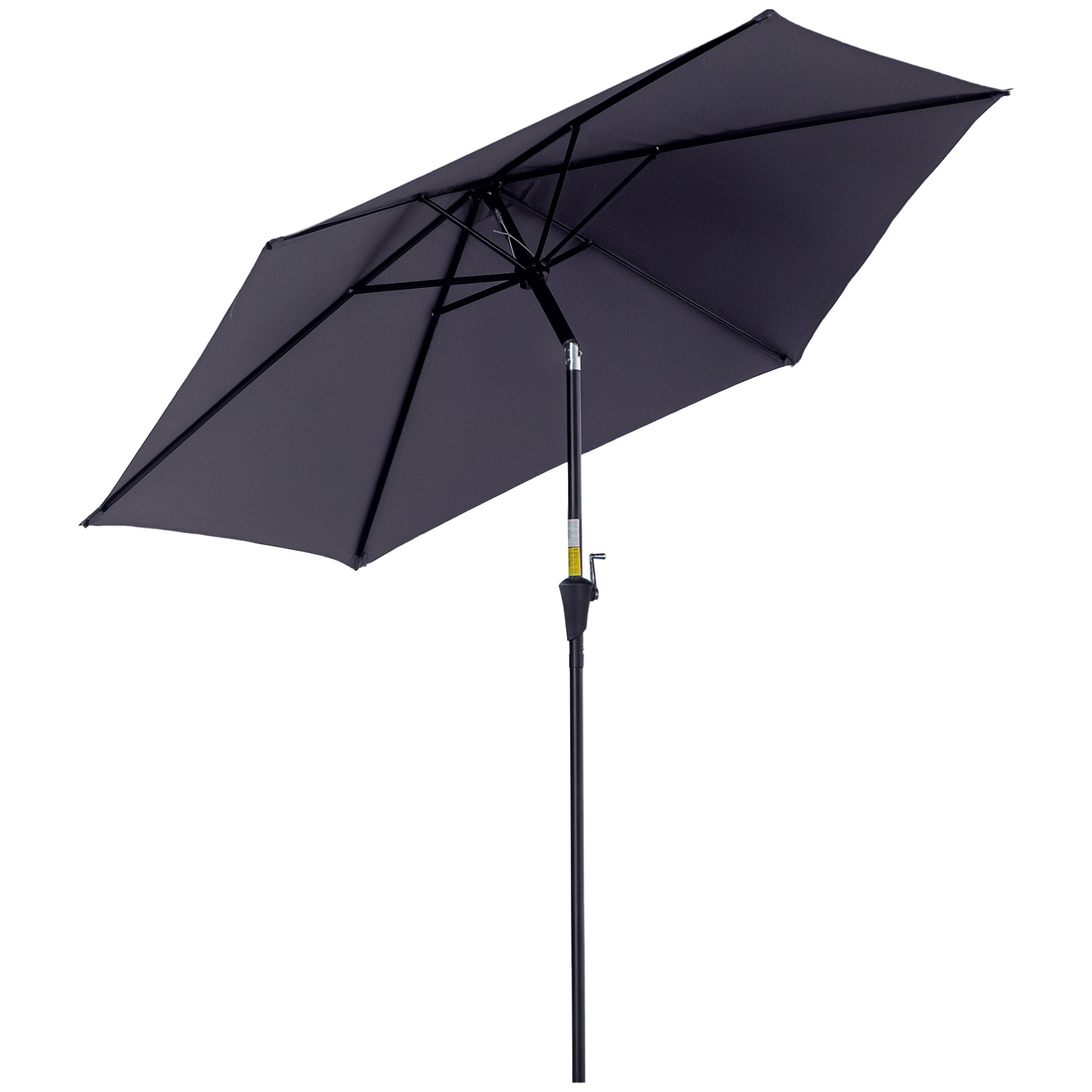 8.5FT Patio Umbrella, Round Garden Parasol with 6 Ribs, Market Sunshade Tilt Canopy w/ Crank Handle for Outdoor, Grey