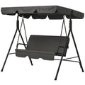 3-Seater Outdoor Porch Swing with Adjustable Canopy, Patio Swing Chair for Garden, Poolside, Backyard, Black