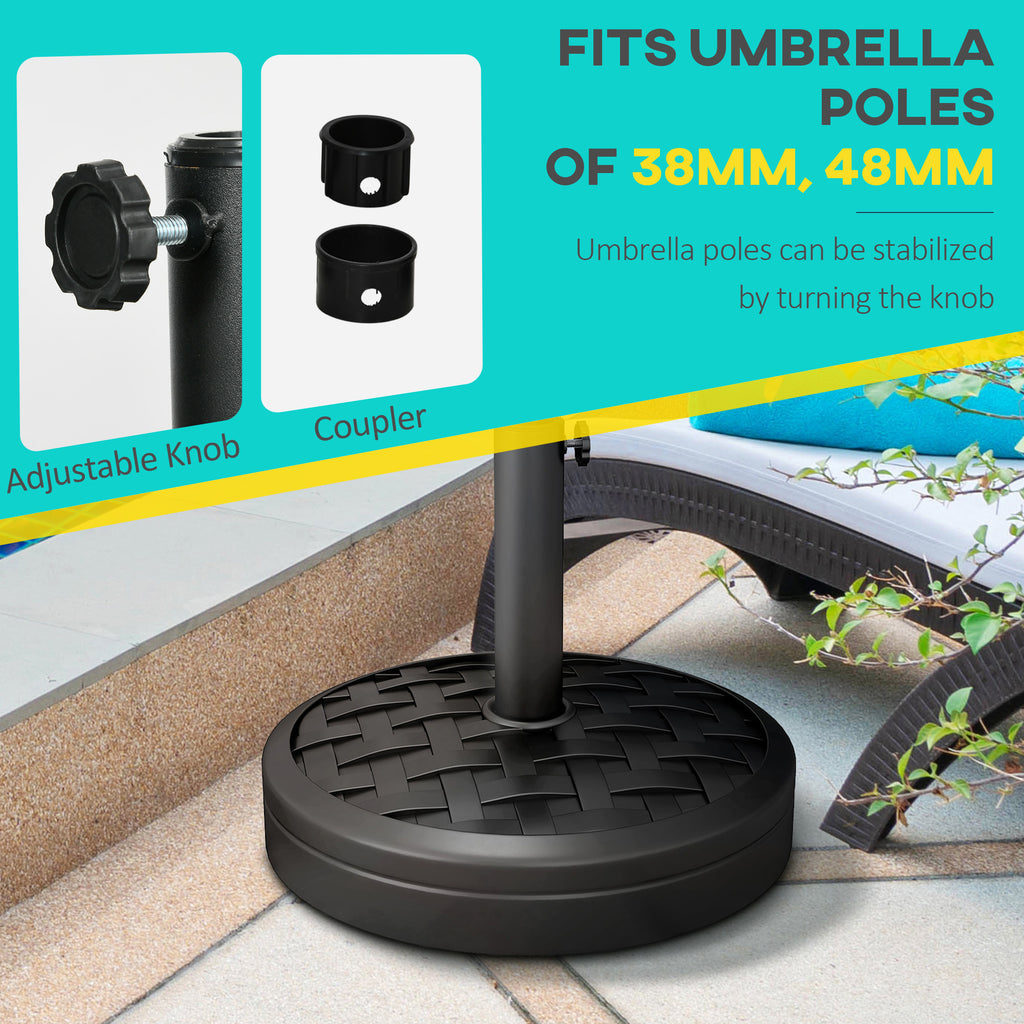 40lbs. Concrete Umbrella Base with Rattan Effect, Heavy Duty Parasol Stand for Outdoor Patio Umbrella, Black