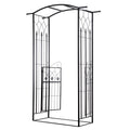 Outdoor Metal Trellis Garden Arch Arbor w/ Lucky Leaf Clover Gate for Ceremony Wedding Party Garden Lawn, Black