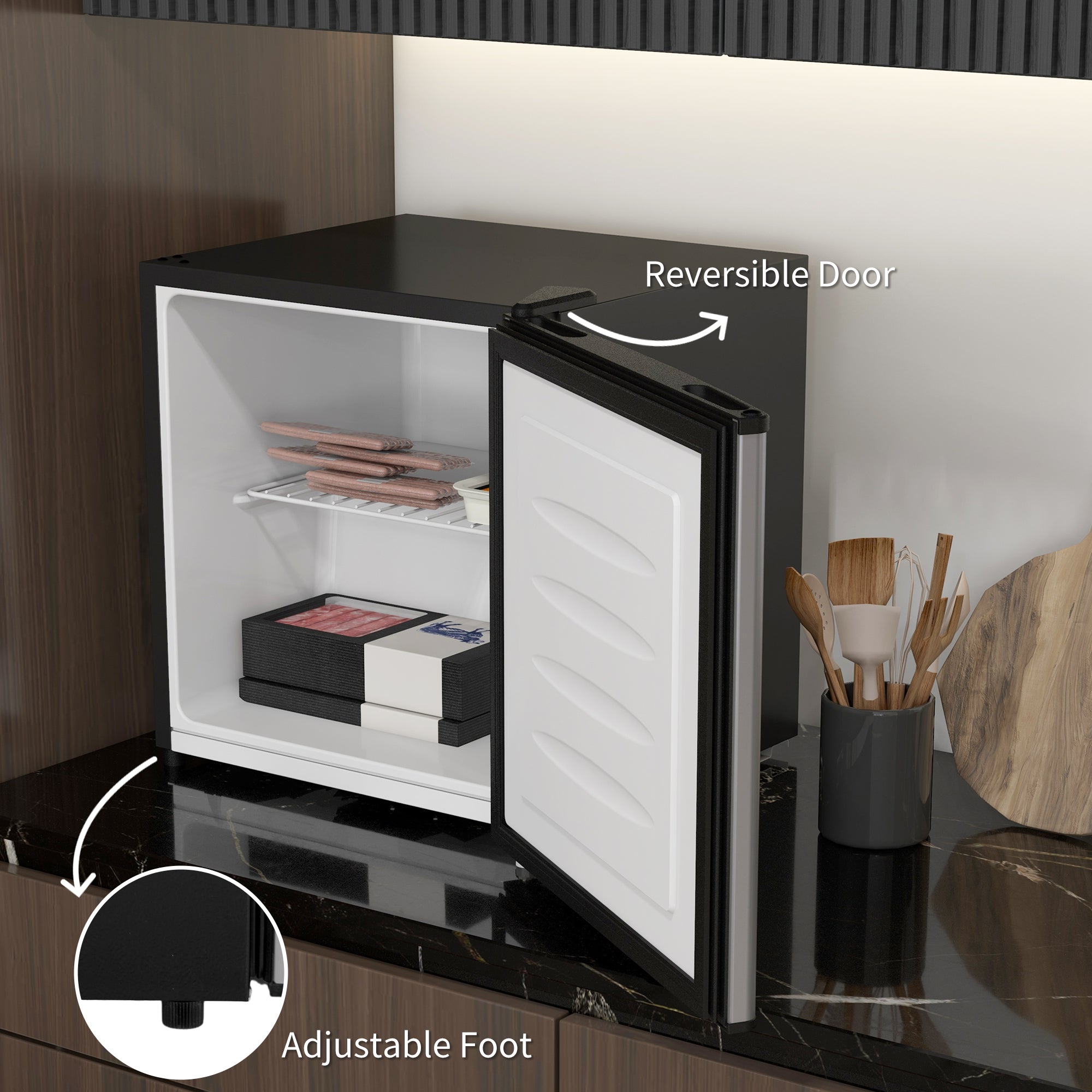 1.1 Cu. Ft. Mini Freezer, Compact Upright Freezer with Reversible Door, Removable Shelf, Adjustable Temperature, Silver