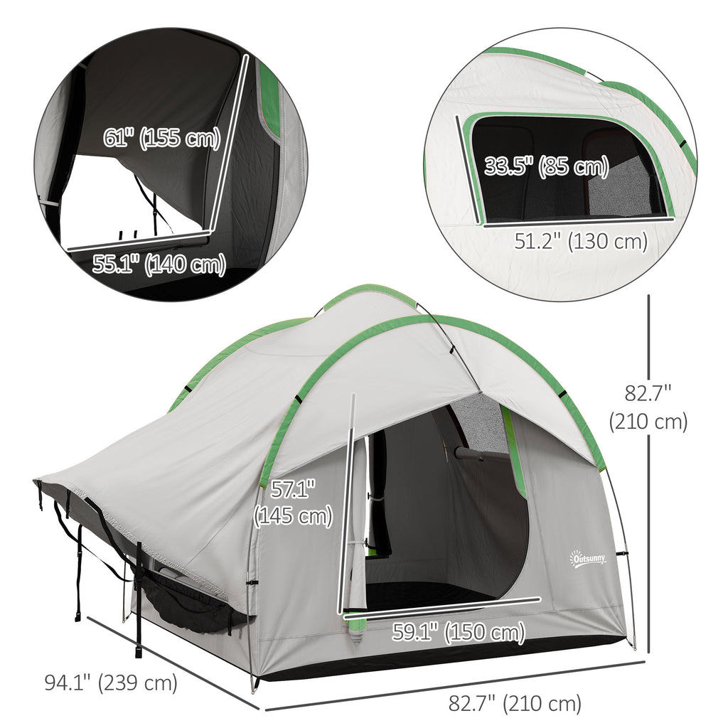 2000mm Waterproof SUV Tent, Car Tent with 3 Doors and Mesh Window, for 5-6 Person Camping Travel, Grey and Green