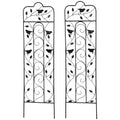 2 Pack Garden Trellis for Climbing Plants, Outdoor Metal Grid Panels with Birds and Leaves, for Roses, Vine Flower, Cucumber, Clematis, 59" Tall