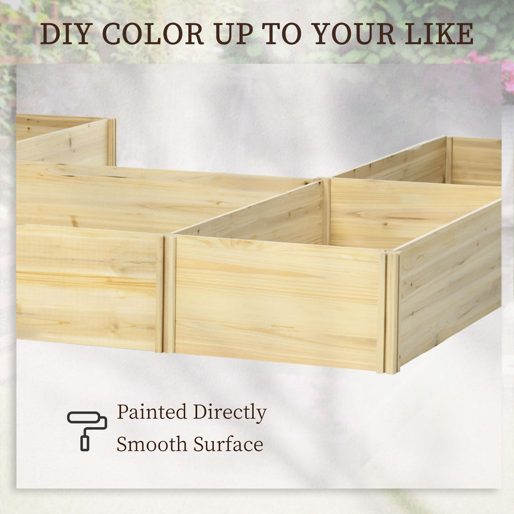DIY 5-box Garden Planter with Open Bottom for Outdoor Plants, Vegetables, Flowers, Herbs, Natural Wood