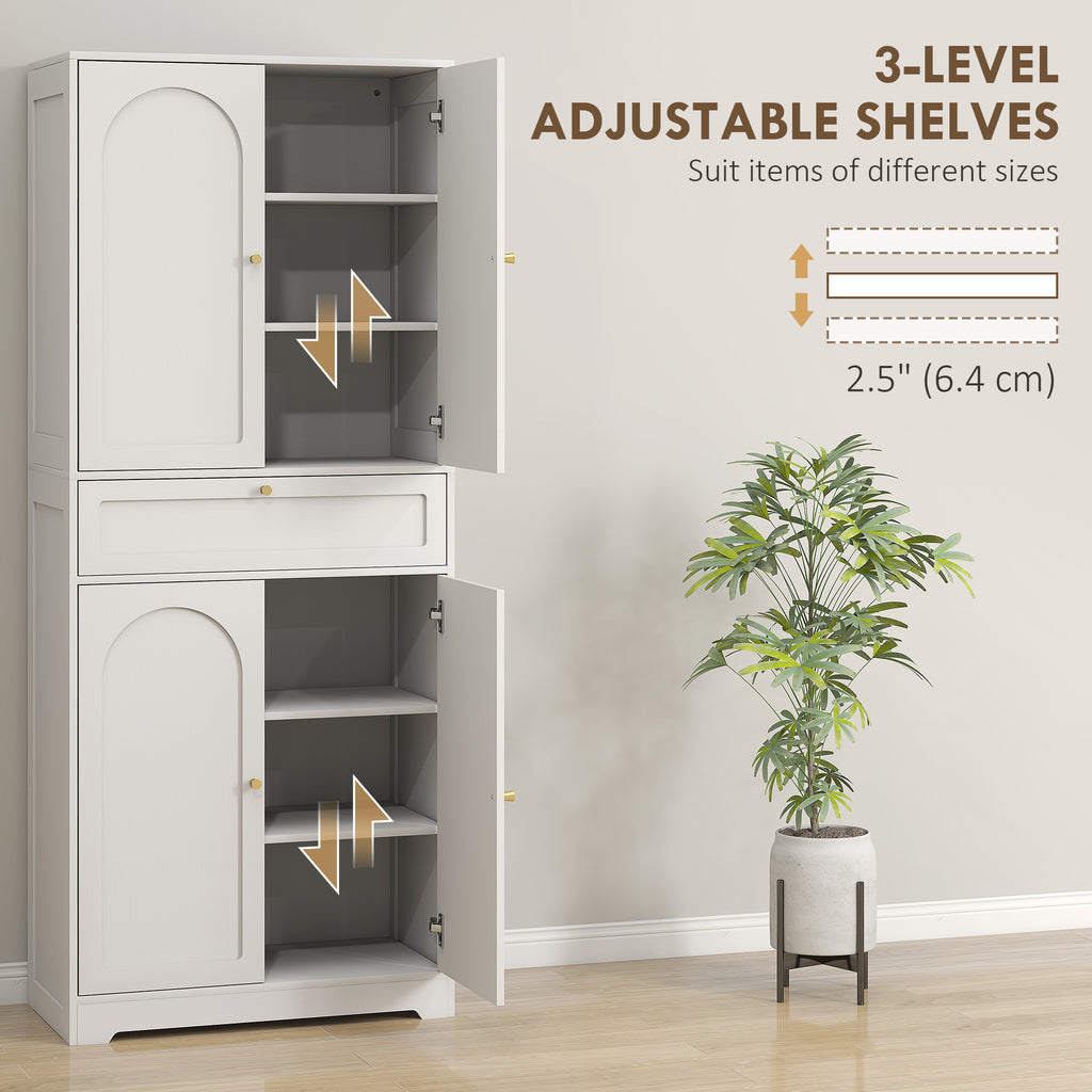 72.4" Tall Kitchen Pantry Cabinet, Modern Freestanding Storage Cabinet with Shaker Doors and Adjustable Shelves, White