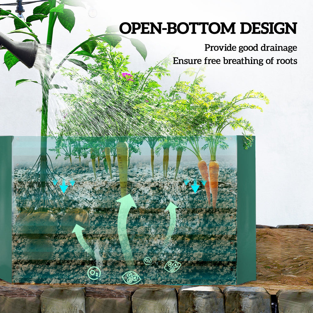 6' x 3' x 2' Raised Garden Bed, Galvanized Planter Box for Growing Flowers, Herbs and Vegetables, Dark Green