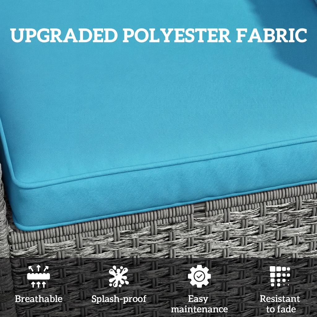 Seat Cushion Back Pillows Replacement Set of 2, Patio Chair Cushions Set for Indoor Outdoor, Turquoise