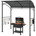7' x 5' Garden Grill Canopy, BBQ Grill Gazebo Tent with Steel Frame and Hooks, Outdoor Sun Shade, Charcoal Grey