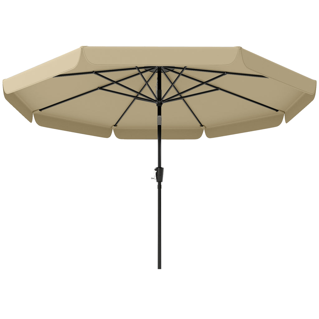 10 ft Patio Umbrella with Push Button Tilt and Crank, Outdoor Market Table Umbrella Parasol, Khaki