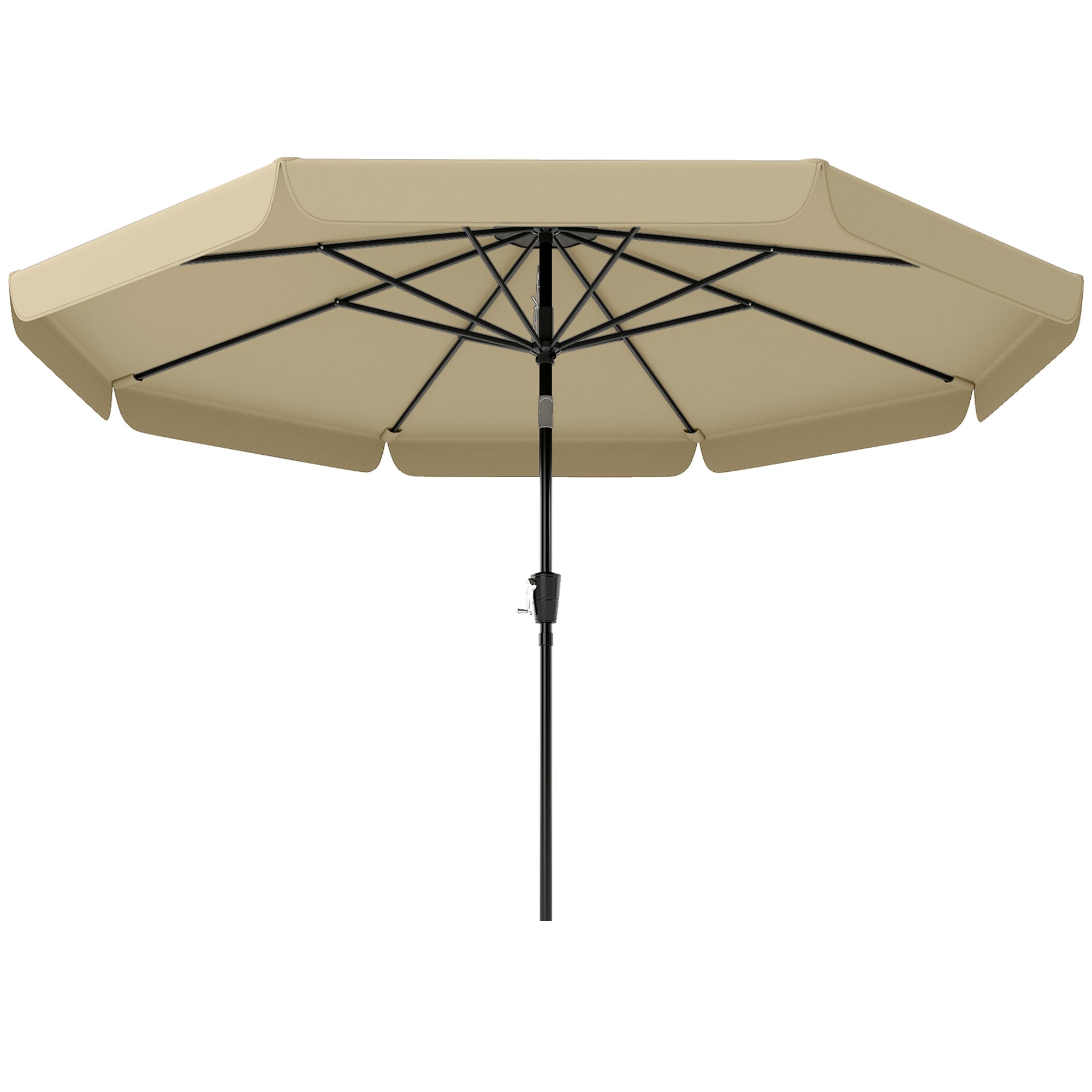 10 ft Patio Umbrella with Push Button Tilt and Crank, Outdoor Market Table Umbrella Parasol, Khaki