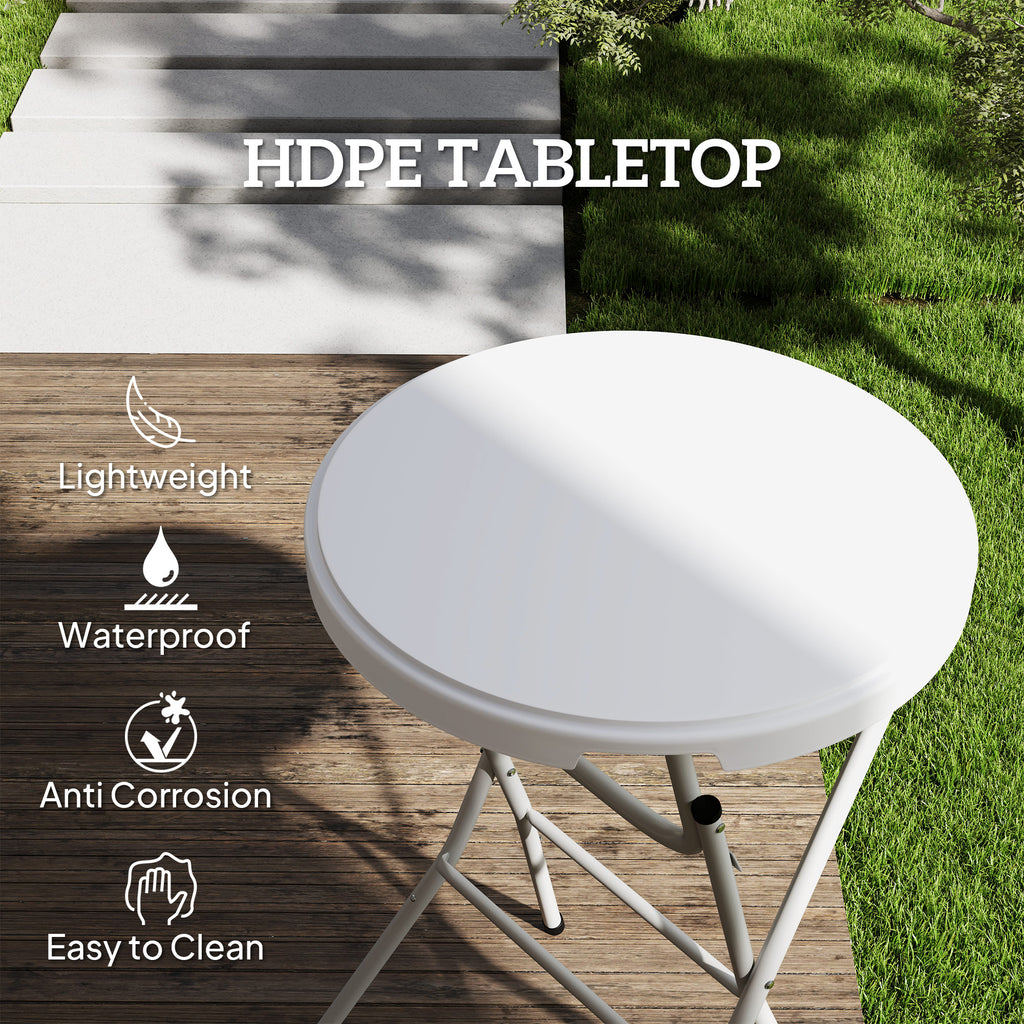 31.5" Bar Height Patio Table, Outdoor Bar Folding Table with HDPE Top, Locking Steel Legs for Party, Camping, White