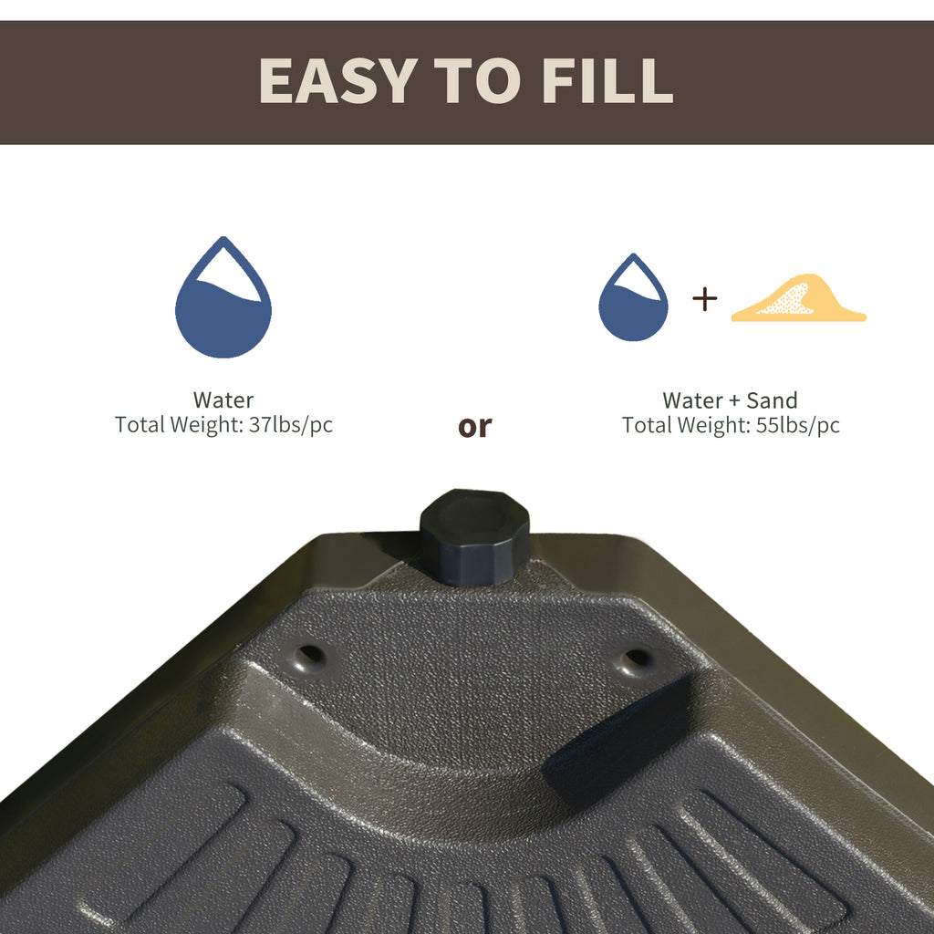 4-Piece Cantilever Offset Patio Umbrella Circular Base Stand w/Carry Handles, Water & Sand Filled