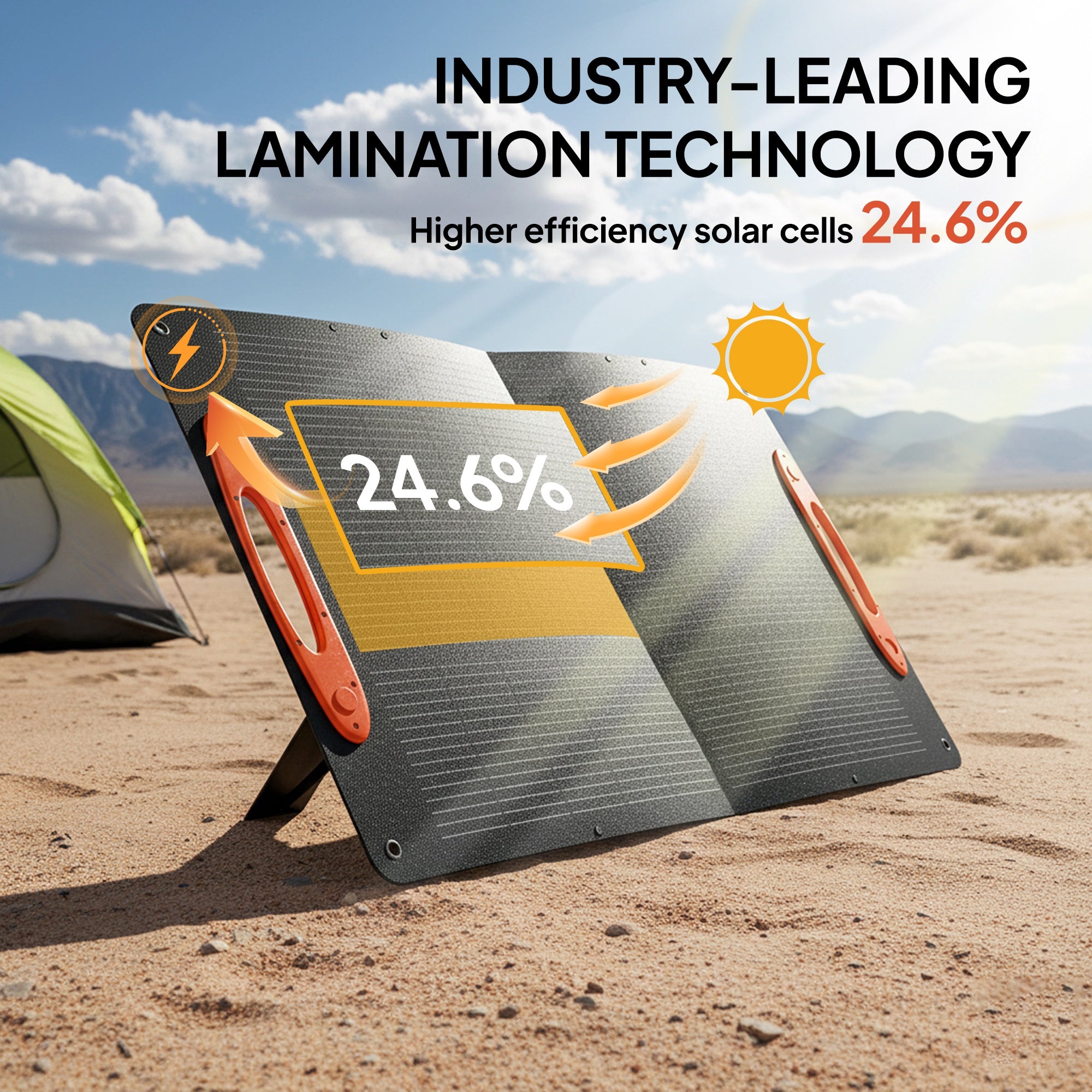 100W Portable Solar Panel, Foldable Solar Charger with USB-A & USB-C Fast Charging Output, IP67 Waterproof