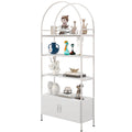 4-Tier Arched Shelving Unit with Cabinet, Bookshelf for Living Room, Office, 31.5" x 11.8" x 73.6", White