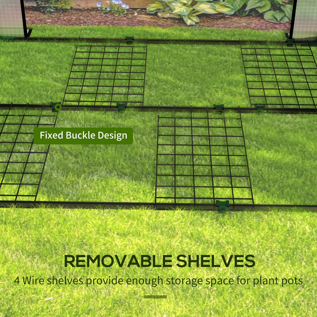 Mini Greenhouse with 4 Wire Shelves, Portable Tomato Greenhouse with Roll Up Door, 39.4" x 31.5" x 59.1", White