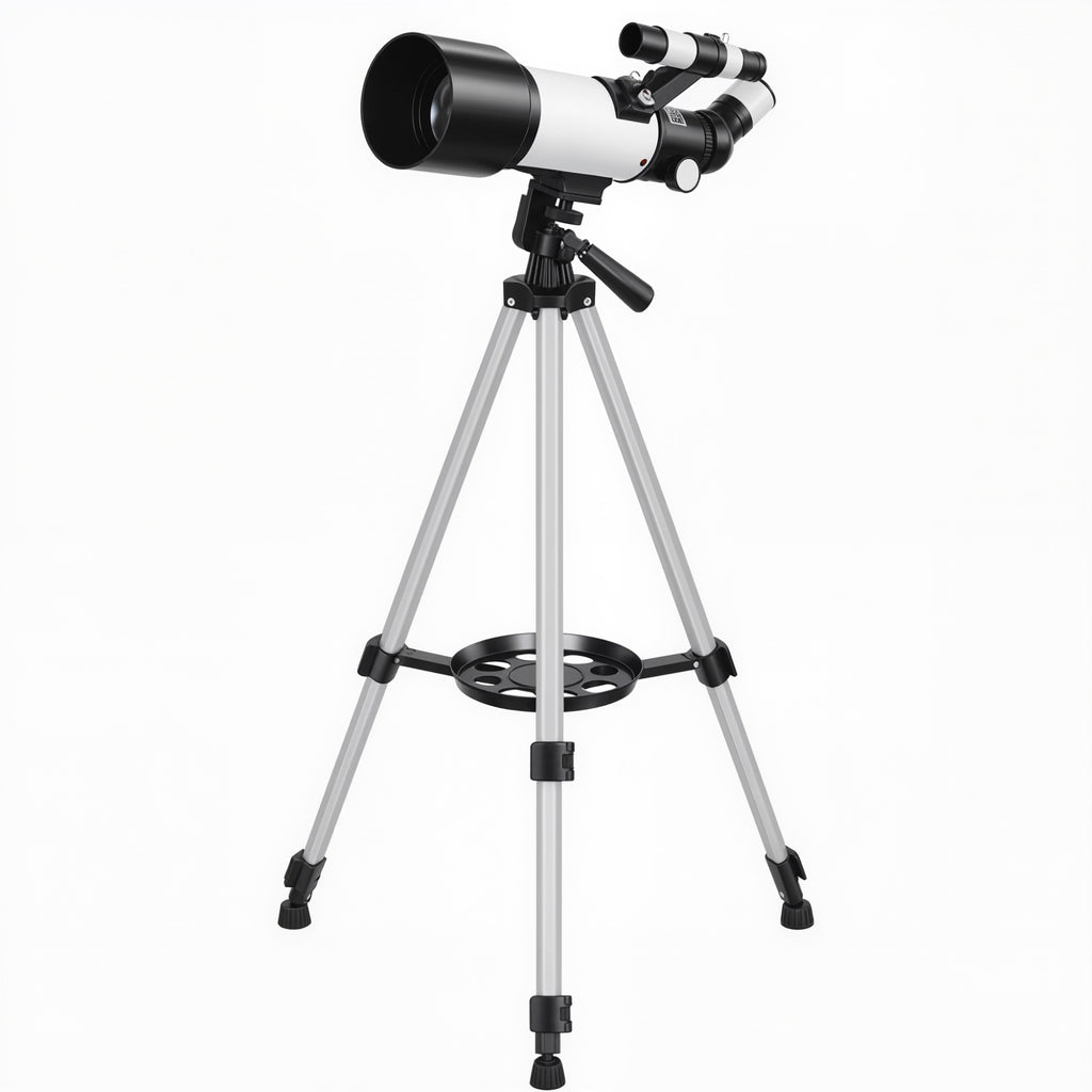 Telescope for Adults, 70 mm Aperture 400 mm Refractor Telescope with 40X/16X, Adjustable Tripod, Bag, White