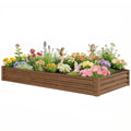 8 x 4 x 1ft Galvanized Raised Garden Bed, Reinforced Outdoor Planter Box with Open Bottom, Distressed Brown