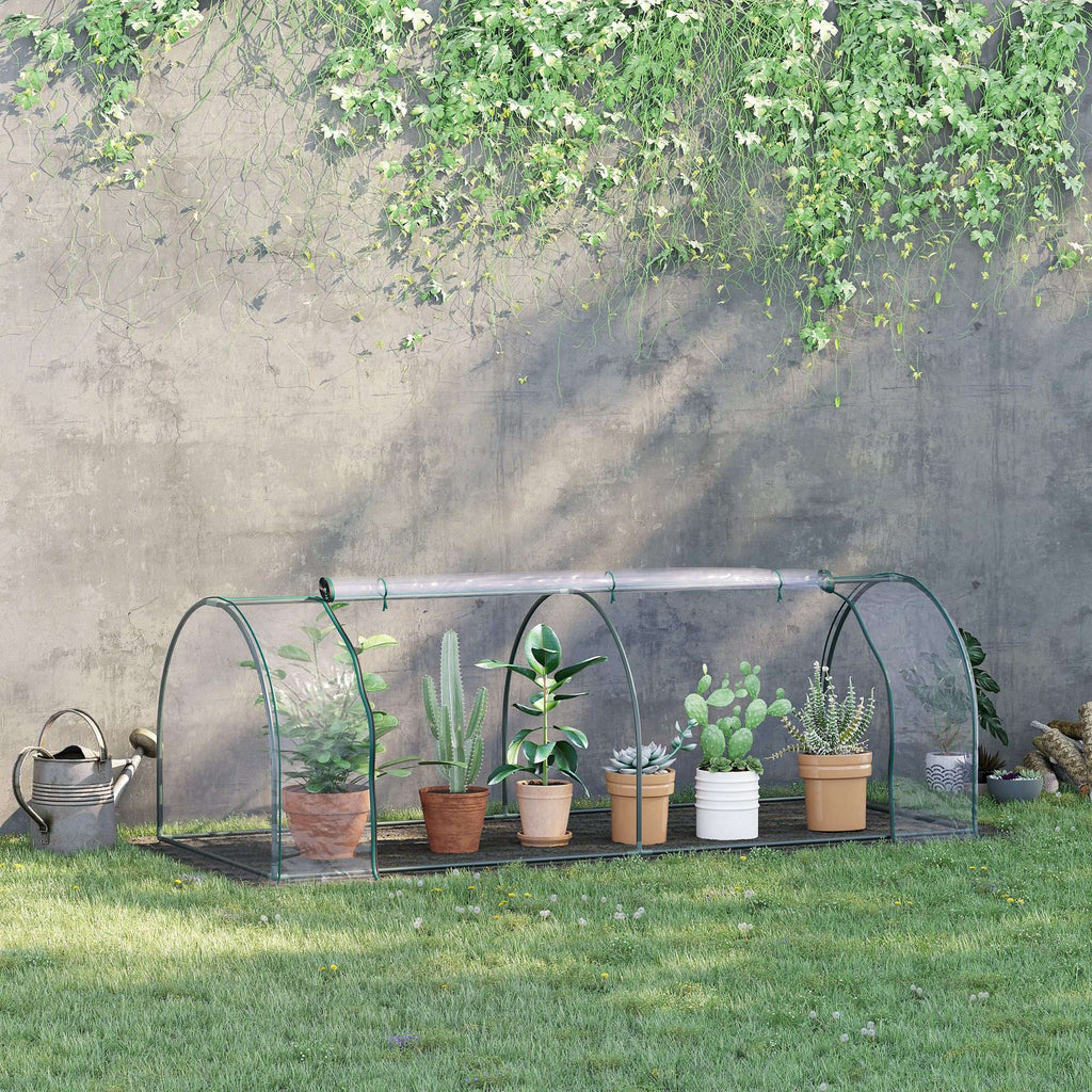 8' x 3' x 2.6' Mini Greenhouse Portable Hot House for Plants with Zippered Doors for Outdoor, Indoor, Garden, Clear