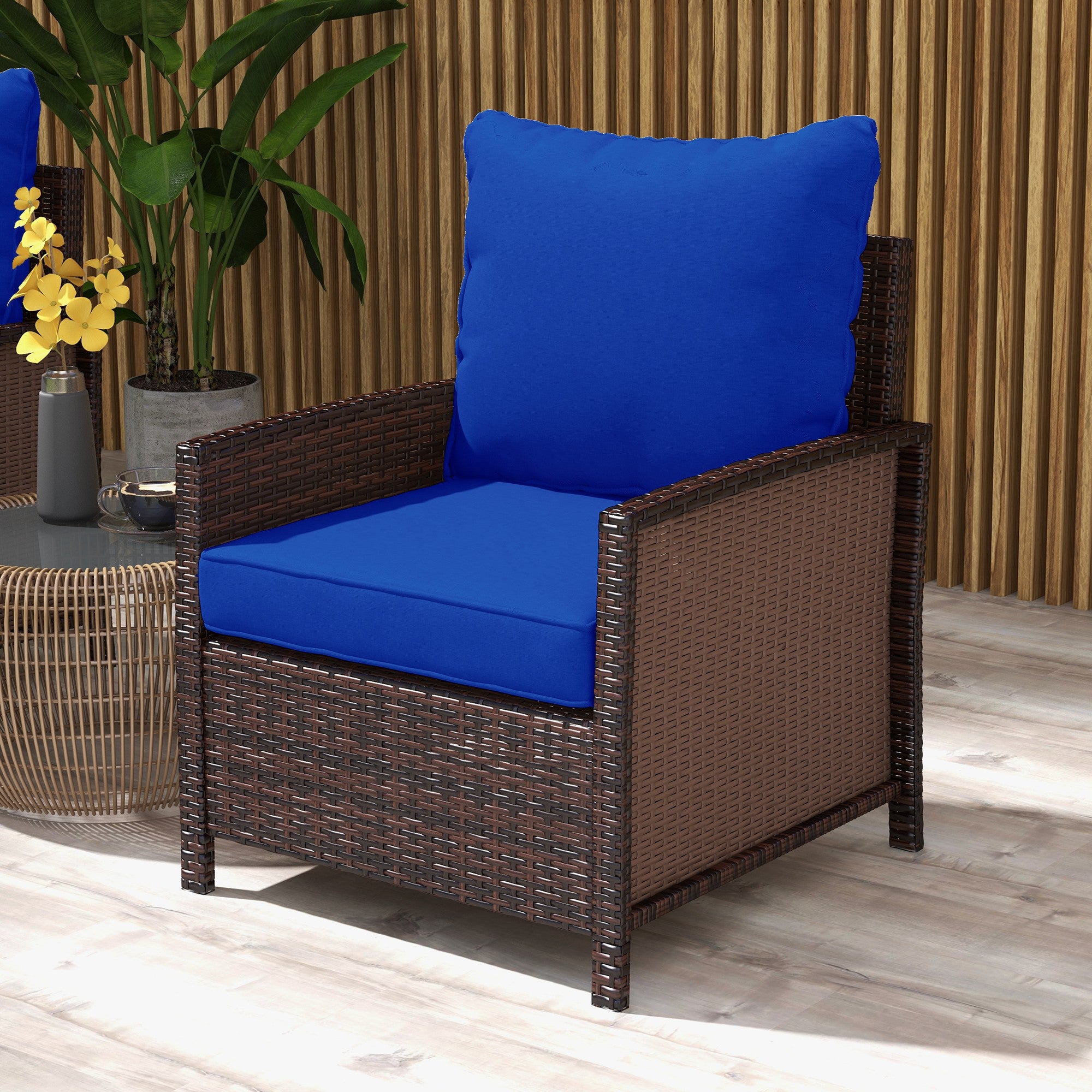 4-Piece Seat Cushion Pillows Replacement, Patio Chair Cushions Set with Back for Indoor Outdoor, Navy Blue