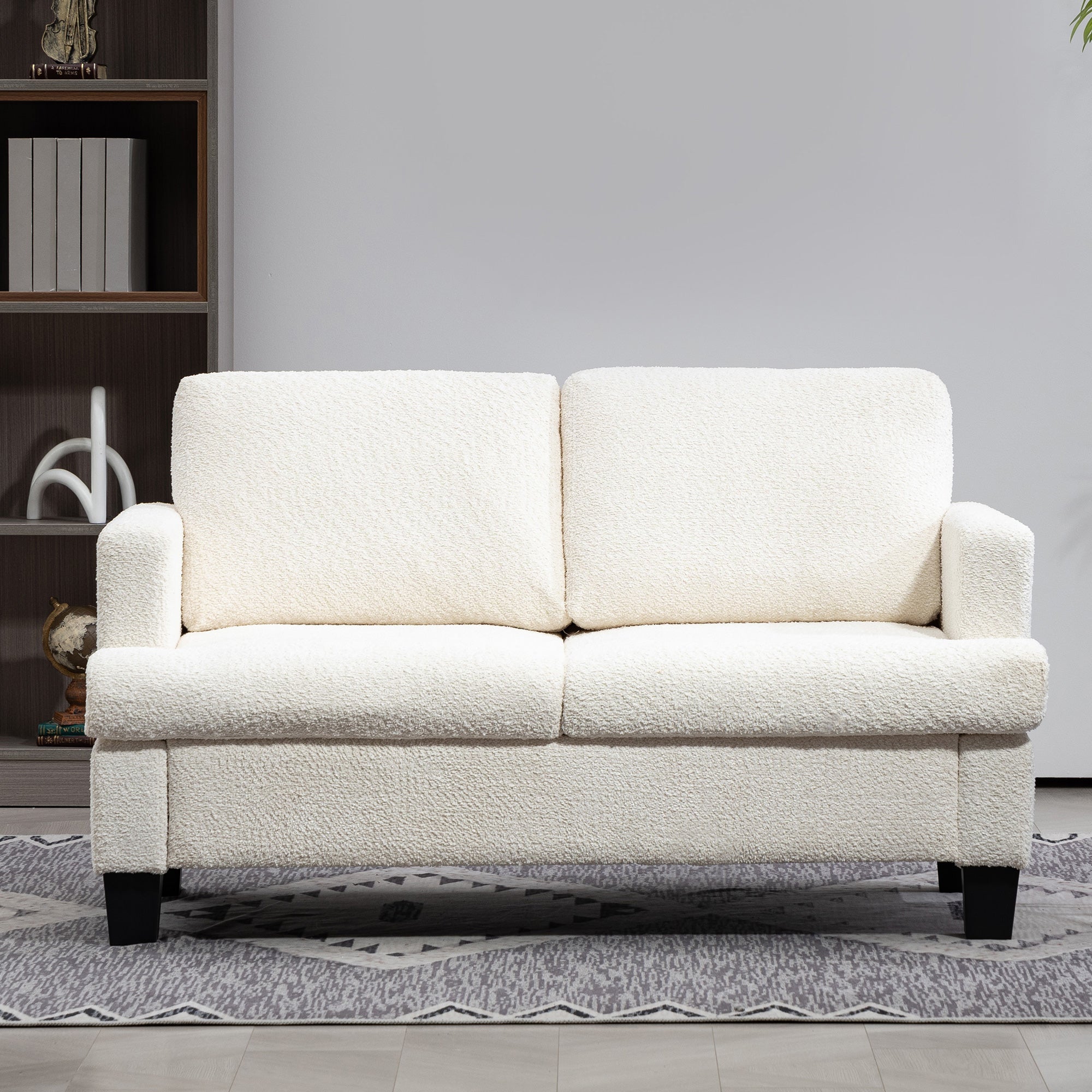 54.3" Loveseat Sofa, 2 Seater Sofa with Removable Cushions, Small Couch with Wood Frame for Living Room, Cream White
