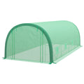 19.5' x 10' x 6.5' Upgraded Tunnel Greenhouse Green House with Mesh Door and Windows, 15 Plant Labels and Gloves, Green