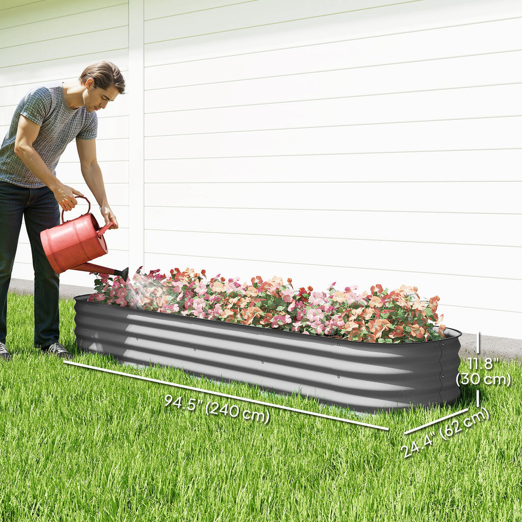 7.9 x 2 x 1ft Galvanized Raised Garden Bed Kit, Metal Planter Box with Safety Edging, Silver