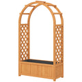 Wooden Raised Garden Bed with Arch Trellis, 33" x 14" x 57" Raised Planter Box with Drainage Holes, Trellis Planter for Vine Climbing Plants