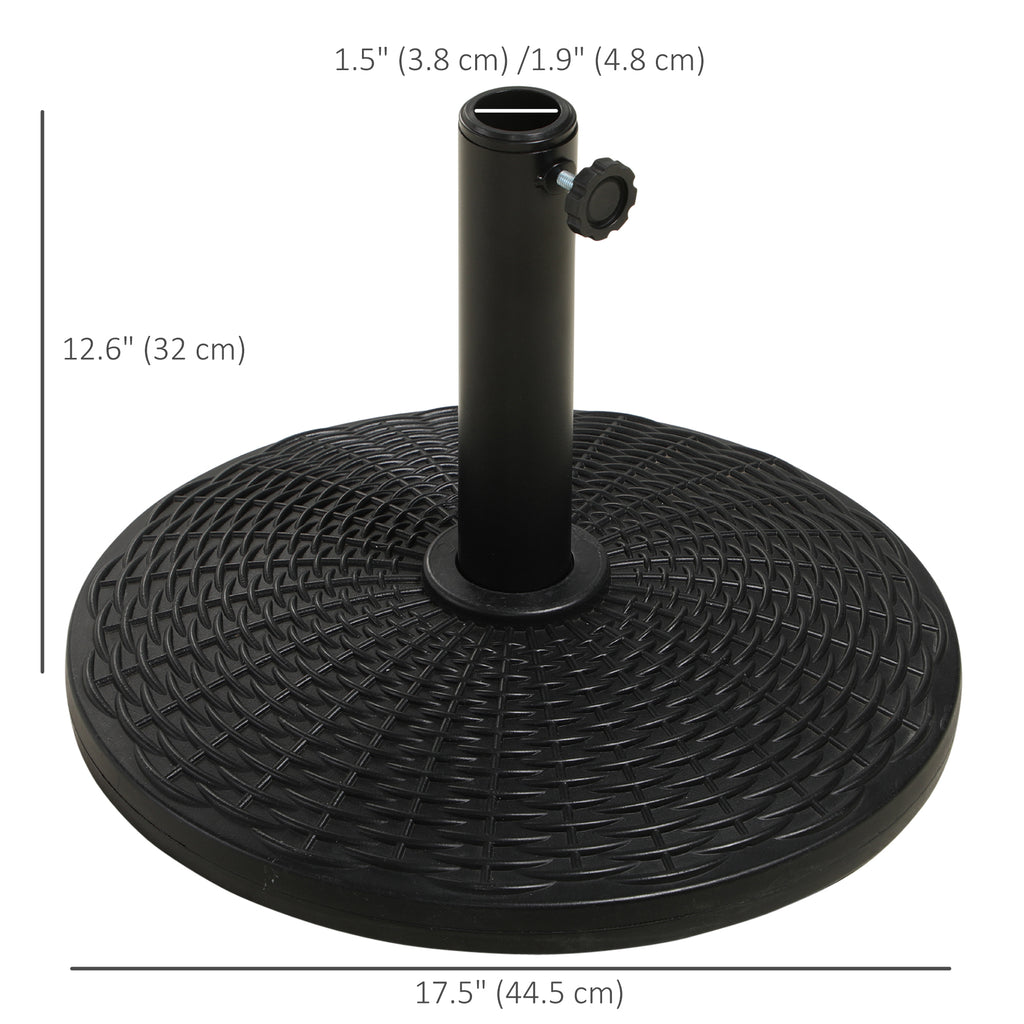 25 lbs Market Umbrella Base Holder 17.5" Round Parasol Stand with Rattan Design for Patio, Outdoor, Backyard, Black