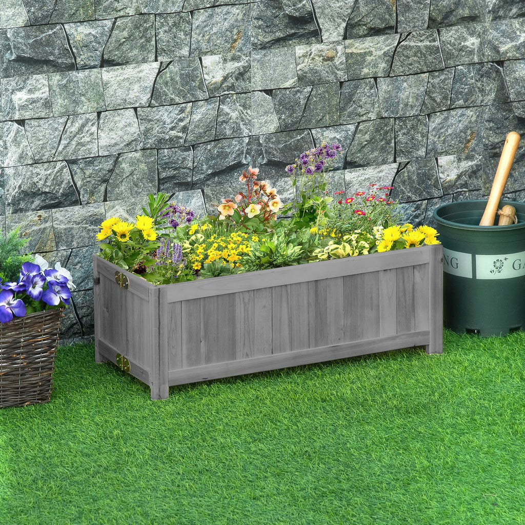 Foldable Elevated Planter Box, Wooden Raised Garden Bed for Backyard, Patio to Grow Vegetables, Herbs, Flowers, Grey