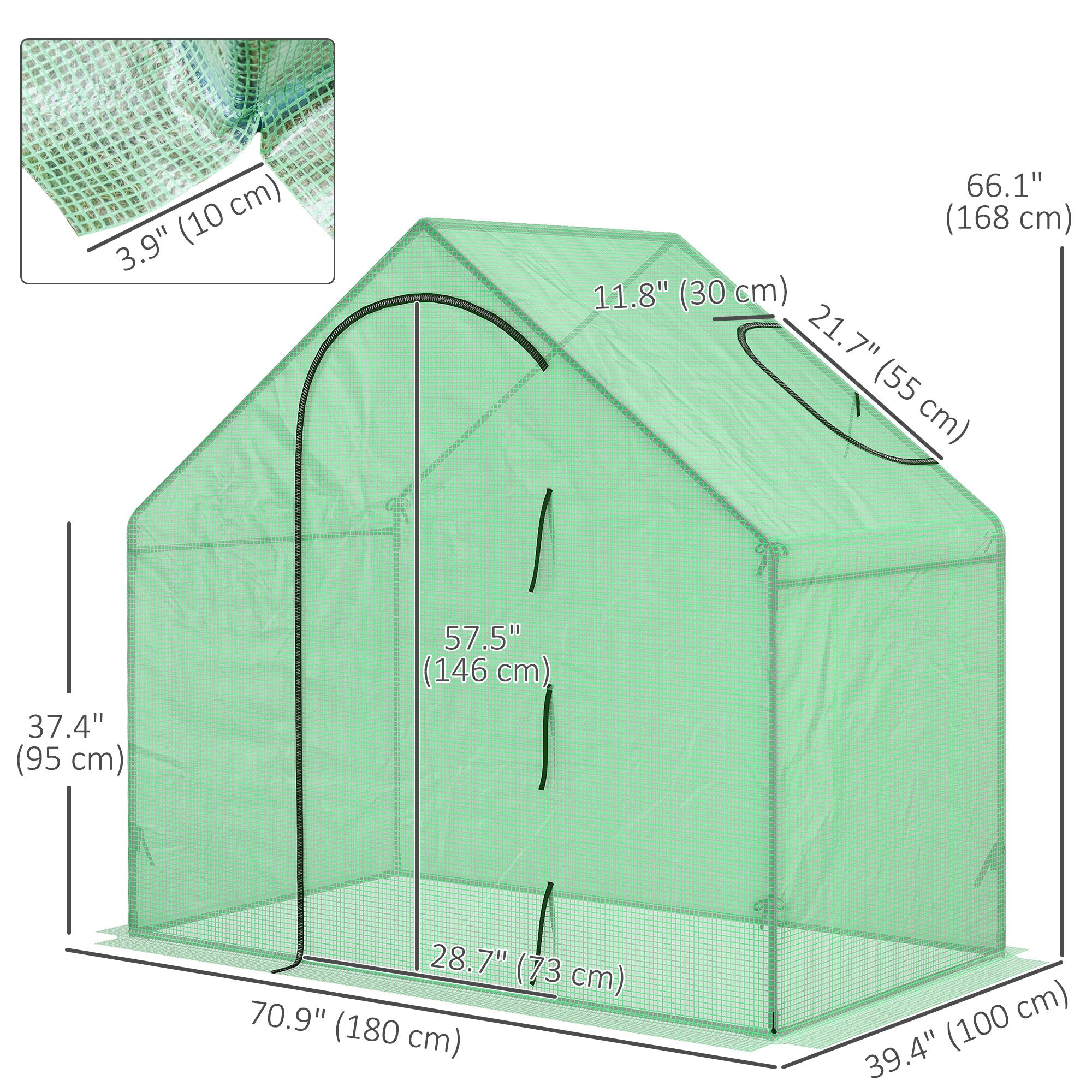 6 x 3.3 x 5.5ft Walk-in Garden Greenhouse with Door & Top Window, Portable Mini Greenhouse for Plants Flowers Herbs Tomatoes, Outdoor Hot House Growing Tent with Steel Frame & PE Cover