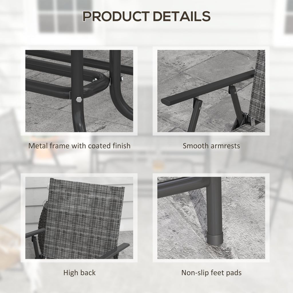 OutdoorÂ 4 Pieces Patio Furniture Set,Â Garden Set with Two Foldable Armchairs, a Loveseat &Â GlassÂ TopÂ Table, Mixed Grey