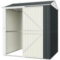 7' x 6' Tall Outdoor Storage Shed, Waterproof Metal Garden Shed with Gloves, Lockable Door, Dark Grey