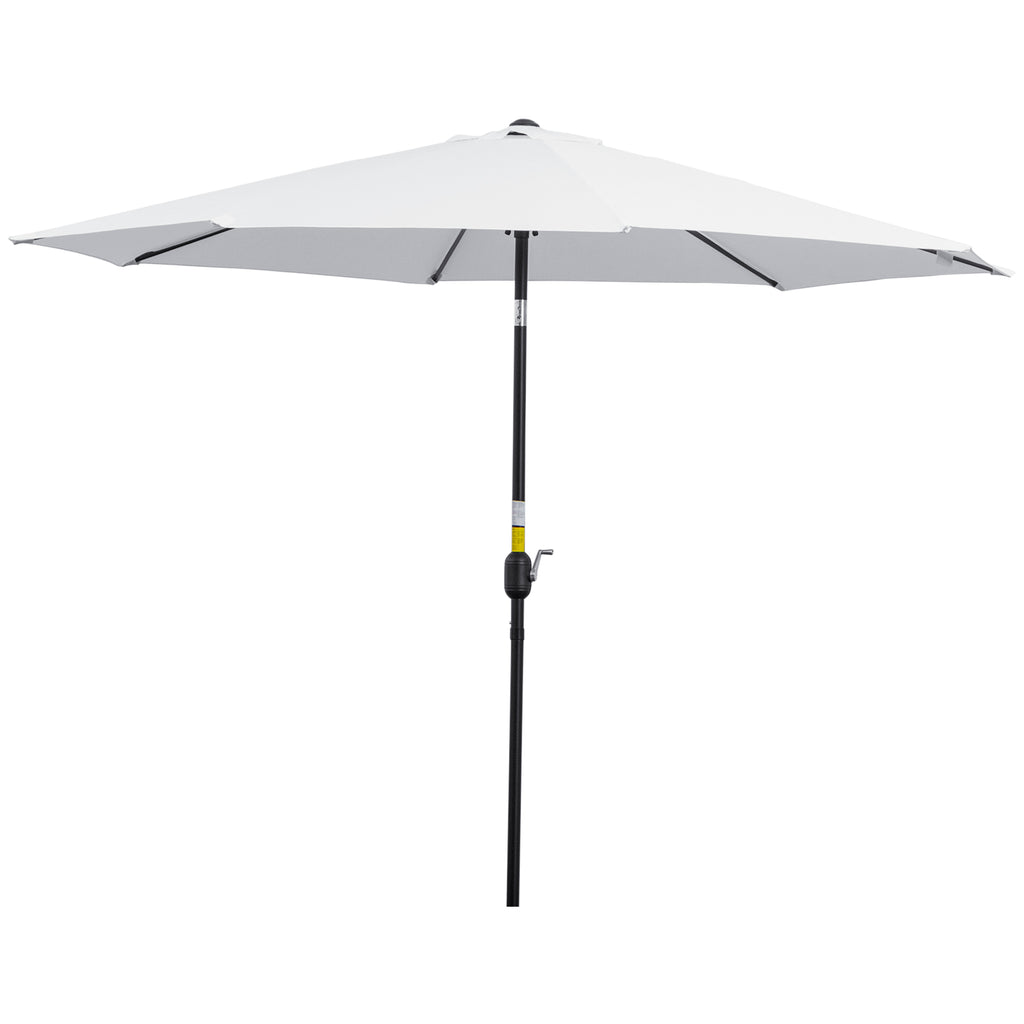 10' x 8' Round Market Umbrella, Patio Umbrella with Crank Handle and Tilt, Outdoor Parasol for Garden, White