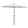 10' x 8' Round Market Umbrella, Patio Umbrella with Crank Handle and Tilt, Outdoor Parasol for Garden, White