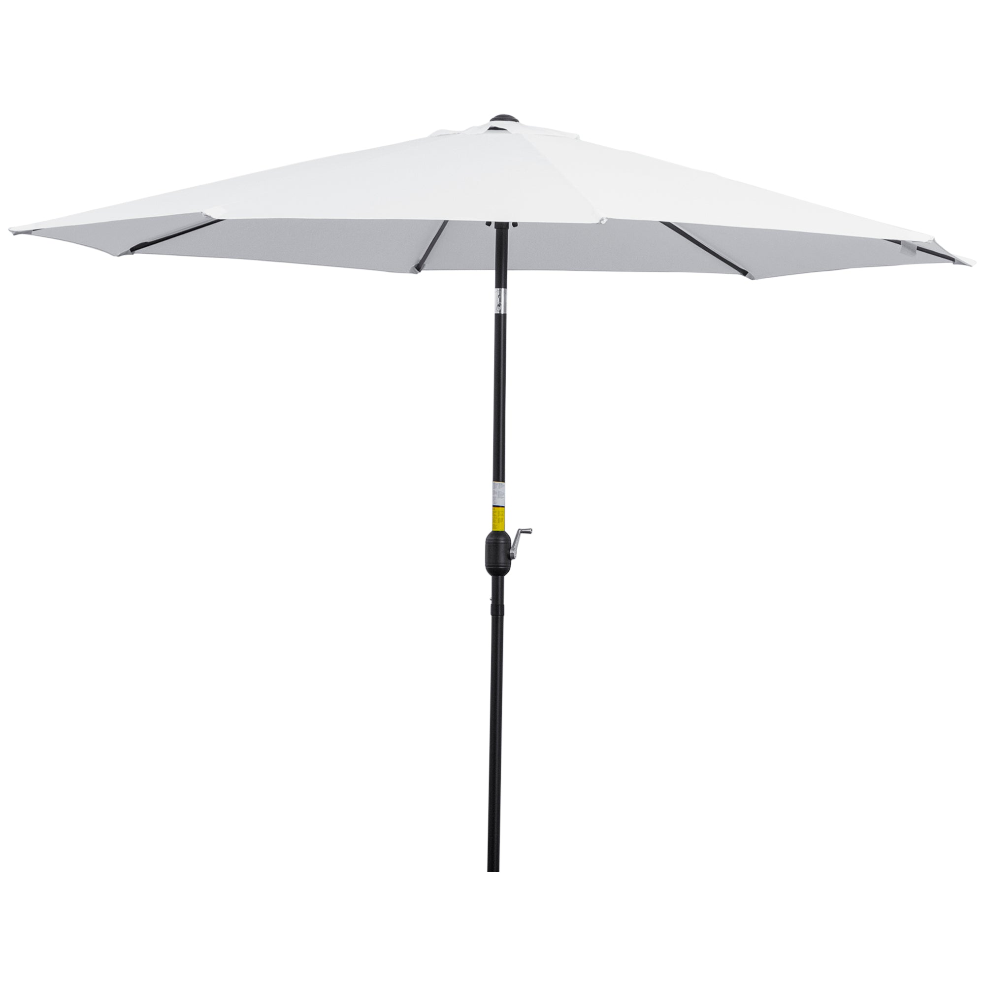 10' x 8' Round Market Umbrella, Patio Umbrella with Crank Handle and Tilt, Outdoor Parasol for Garden, White