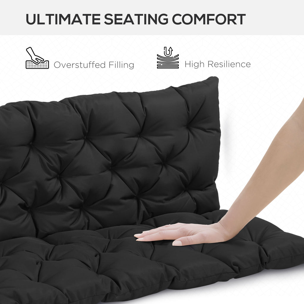 Porch Swing Cushion Garden Bench Cushion with Backrest, Non-Slip 3-Seater Soft Pad, 59.1" x 38.6", Black