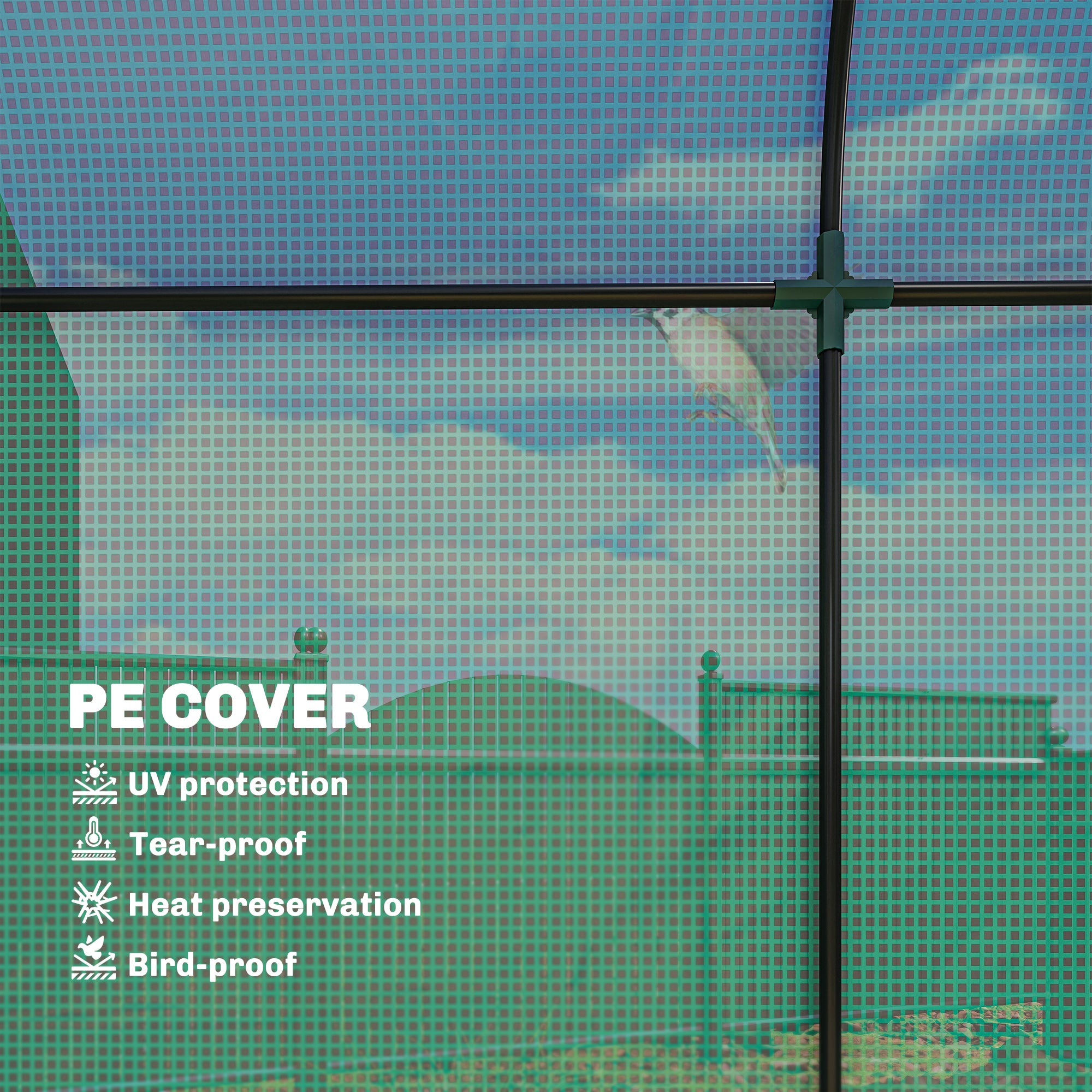 Mini Greenhouse, Portable Garden Green House with Roll-up Door and Mesh Windows, 6' x 2' x 6.6', Green