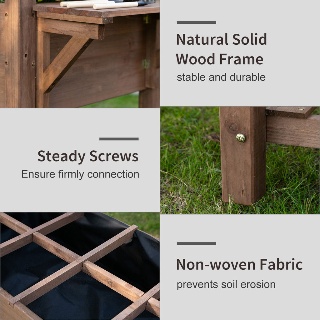 Raised Garden Bed with 8 Grids and Storage Shelf, Elevated Planter Box with Legs, for Vegetables Flowers Herbs, Brown