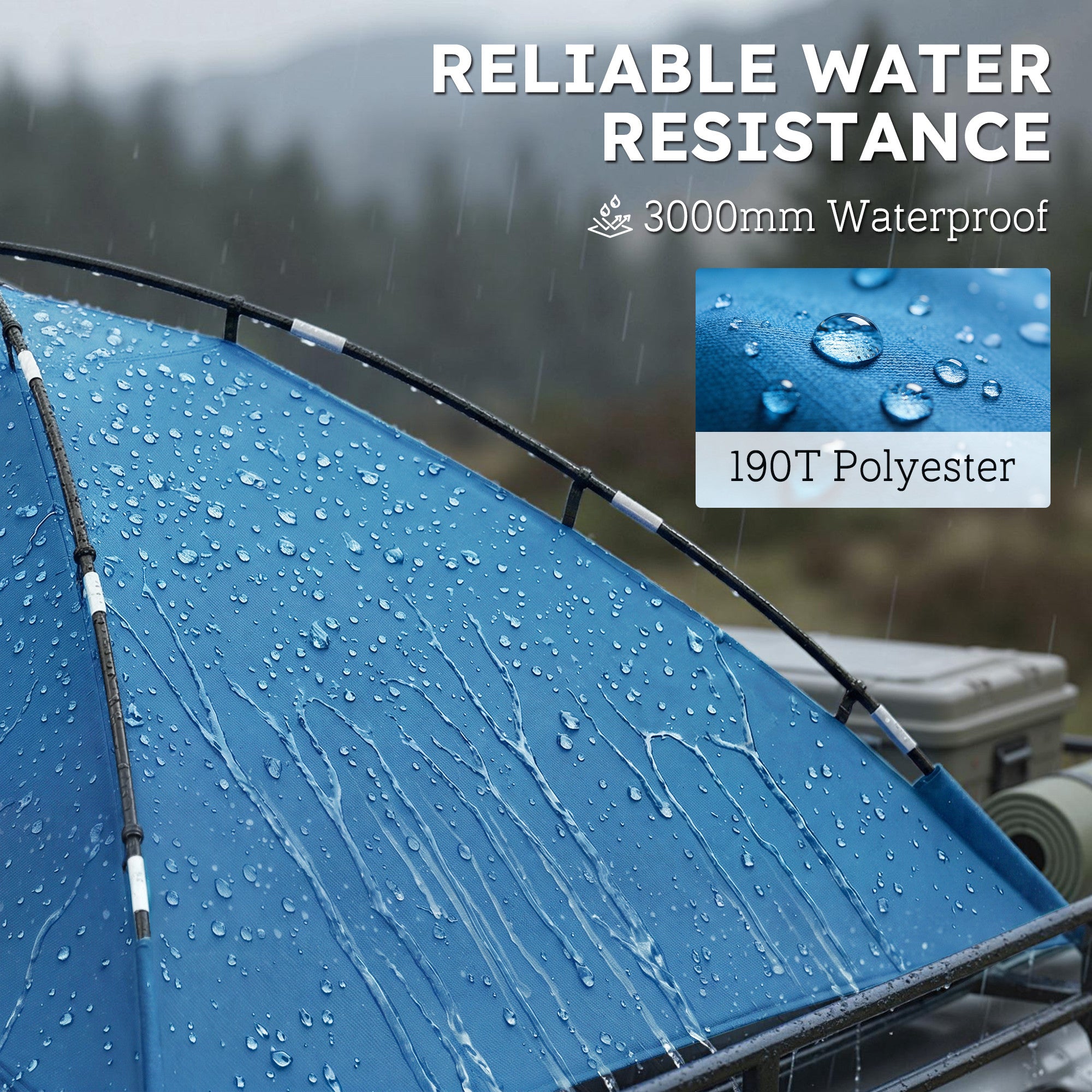 Car Awning Camping Tailgate Tent for SUV, 3000mm Waterproof Car Side Awning with Carry Bag, Light Blue