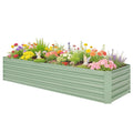 8'x2.6'x1.5' Galvanized Raised Bed, Large Elevated Planter Box for Growing Flowers, Herbs and Vegetables, Light Green