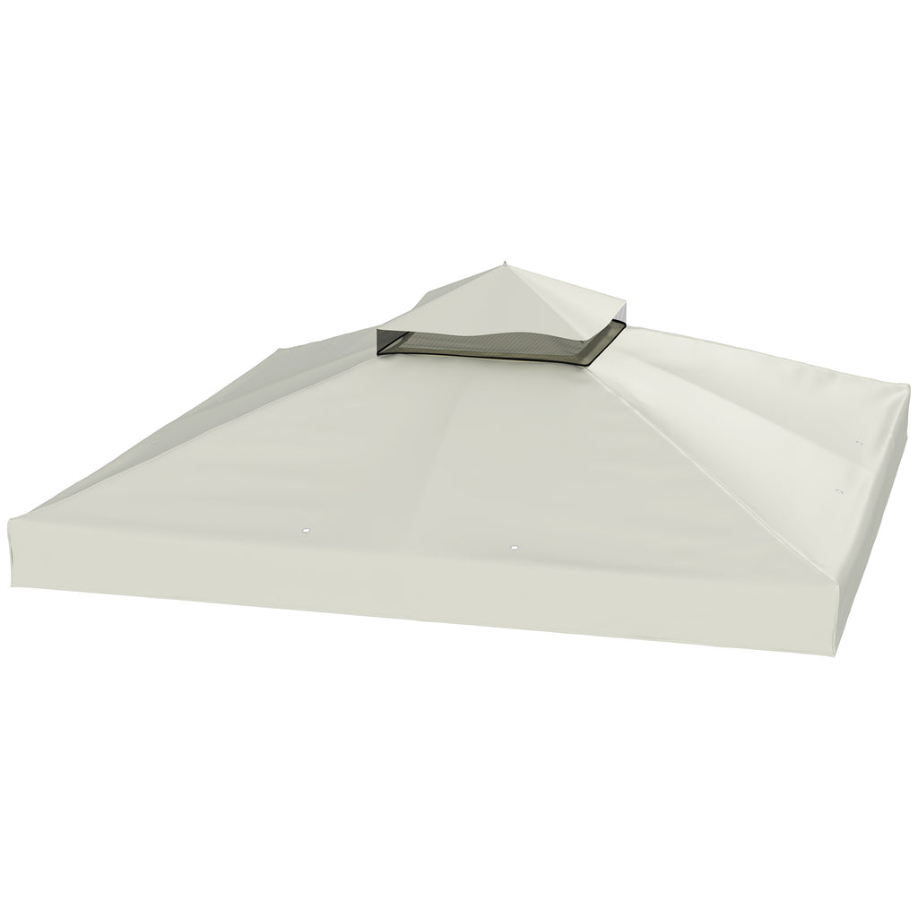 10' x 10' Gazebo Canopy Replacement Cover, 2-Tier Garden Gazebo Roof Replacement, UPF30+, TOP COVER ONLY, Light Grey