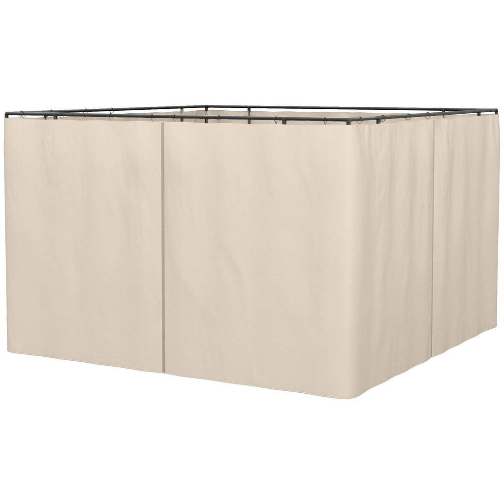 Gazebo Curtains, 10' x 10' Universal Replacement Privacy Curtain, 4-Panels Sidewall with Hooks/C-Rings, Beige